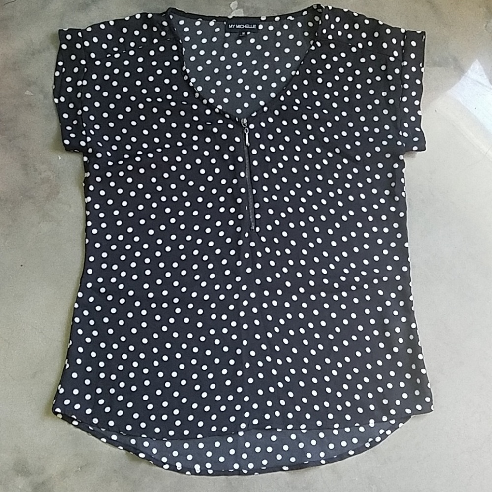 NWOT Retro My Michelle Polka dot Zipper Blouse